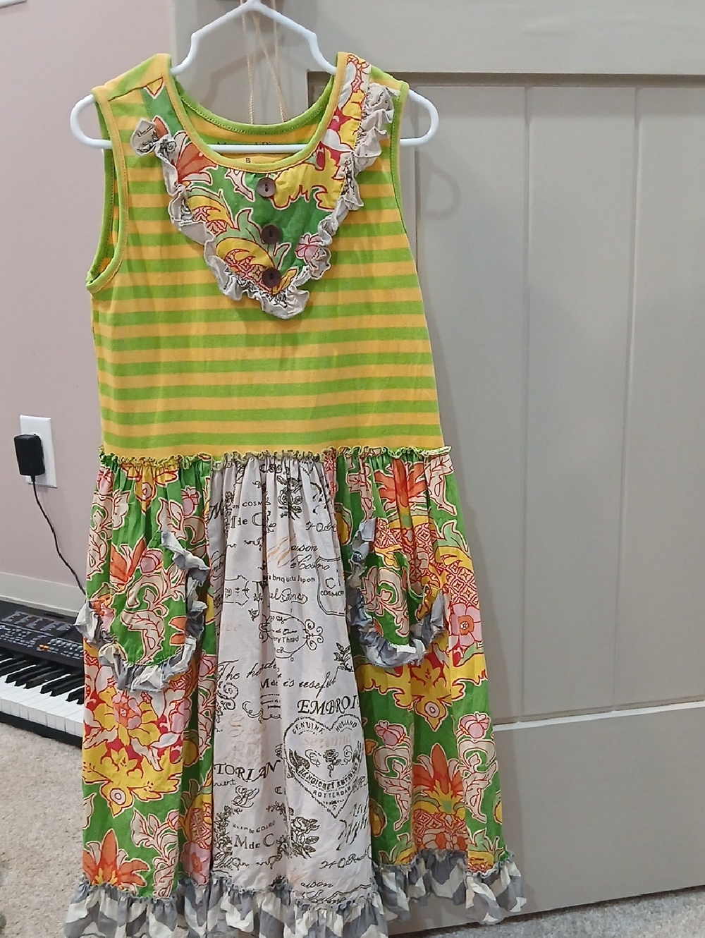 Mustard Pie Yellow & Green Patchwork Floral Dress